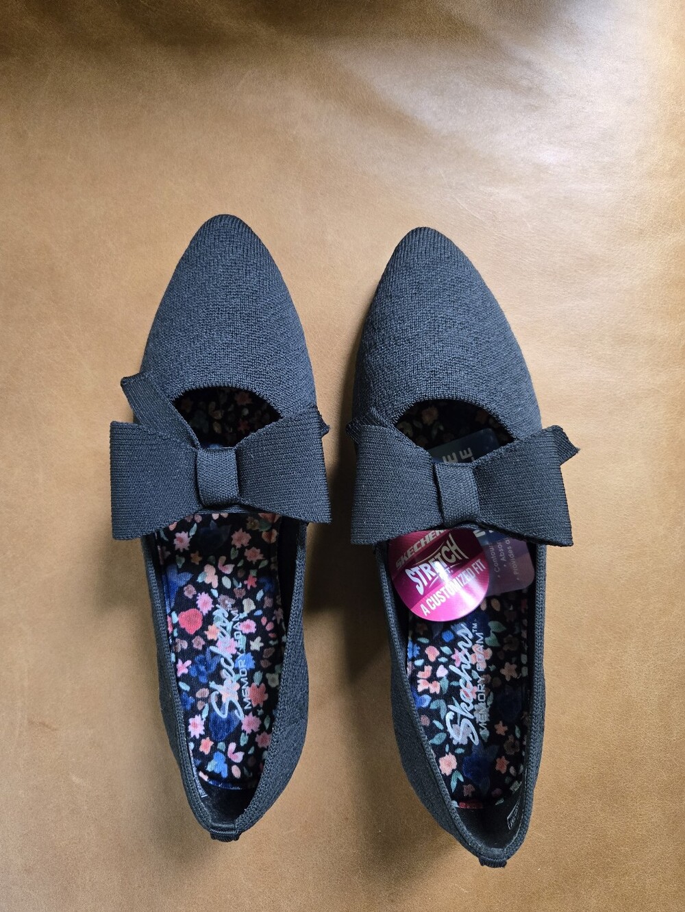 Skechers Cleo Point Beholder Black Bow Mary Jane Flats Size 8